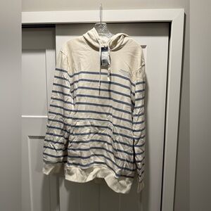 NWT Vineyard Vines Cream and Blue Logo Hoodie size L